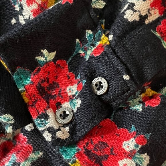 Mudd Button Up Long Sleeve Shirt Black and Red Floral Casual Top Womens Size XL - Picture 5 of 7
